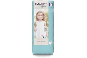 Bambo Nature Premium Eco Nappies, Eco-Friendly Sustainable Nappies, Enhanced Leakage Protection, Secure & Comfortable Baby Nappies, Secure & Comfortable- Size 5 Nappies (27-40lb/12-18kg), Junior, 44PK