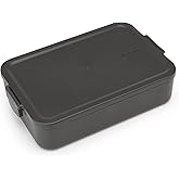 Brabantia - Make &amp; Take Lunch Box - Large - Space for Snacks - Lid with Clips - Freezer, Microwave &amp; Dishwasher Safe - Dark G