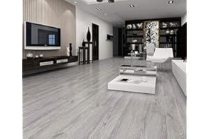 SIMPLE HOME EasyFloor© Samoprzylepne płytki podłogowe, winylowe, wzór drewna, do kuchni, salonu i łazienki, 15 x 90 cm, 35 szt., 5 m2, sprany szary