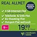 Produktbild mobilcom-debitel Real Allnet im Telekom Netz (19,99 EUR monatlich, 24 Monate Laufzeit, Telefonie- und SMS-Flat in alle dt. Netze, EU-Flat, 4GB Internet Flat mit max. 42,2 MBit/s, Triple-Sim-Karten)