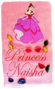 TurtleLittle,100% Cotton, Princess Barbie Personalised Kids Bath Towel, 500 GSM (Set of 1, Pink)