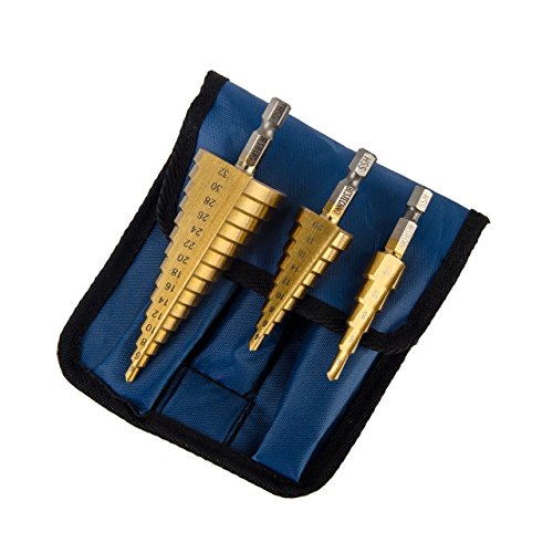 Bestechno Titan-Nitrid beschichtete Hochgeschwindigkeits stahl stufenbohrer im 4-12/4-20/4-32 mm Set - 5