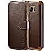 Price comparison product image VRS Design Galaxy S7 Edge Case, [Coffee Brown] Premium Leather Folio Case Flip Wallet Cover [Layered Dandy] Classic Leather with 3 Card Slots Phone Case for Samsung Galaxy S7 Edge (2016)