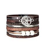 JAOYU Bracelet Cuir Femmes Charms Bracelets Filles Bracelet Manchette Tressé Bijoux Faits à la Main - Sœur, mère, Cadeaux d'amitié