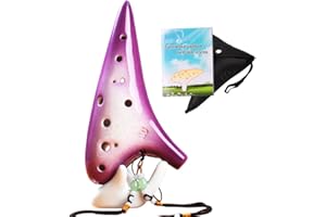 ZETONG Ocarina en céramique 12 trous Alto C craquelé avec livre de texte et sac de protection, parfait pour les débutants et les performances professionnelles (violet)