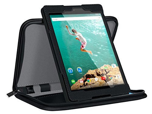 rooCASE Google Nexus 9 Case – Executive Portfolio Nexus 9 8.9 inch Genuine Leather Case Smart Cover with Auto Sleep/Wake for Google Nexus 9 Tablet (8.9-inch) schwarz Google Nexus 9 Tablet - 5