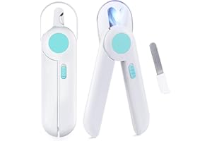 Ninonly Nail Clippers for Dogs and Cats, Nail Clippers with LED Light and Splash-proof Protective Device, Nail Cutter Nail Scissors with File for Medium Small Pets