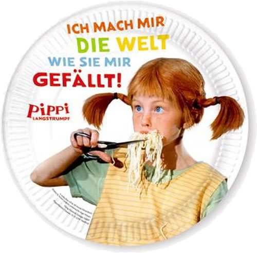 37-tlg. Party-Set * PIPPI LANGSTRUMPF – FILM* mit Pappteller + Servietten + Pappbecher + Deko für Kindergeburtstag von Lutz Mauder // Teller Becher Essen Pappe Geschirr Party Deko Dekoration Einweg Kinder Geburtstag Mottoparty Astrid Lindgren - 2