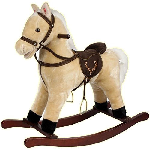 BEIGE KIDS ROCKING HORSE PONY MOVING MOUTH SOUNDS CHILDREN BOYS GIRLS