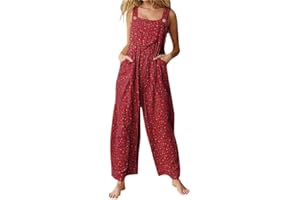 Godoboo Latzhose Damen Retro Arbeitshose Baumwolle Damen Jumpsuit Sommer Elegant Lange Overall mit Taschen Oversize Latzhose Overall Hosen