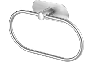 CYRANK Anello Portasciugamani, Anello Porta Asciugamani da Bagno in Nichel Spazzolato Ovale in Acciaio Inossidabile Porta Asciugamani da Parete Appendiabiti Senza Trapano Appendiabiti a muro per asciugamani