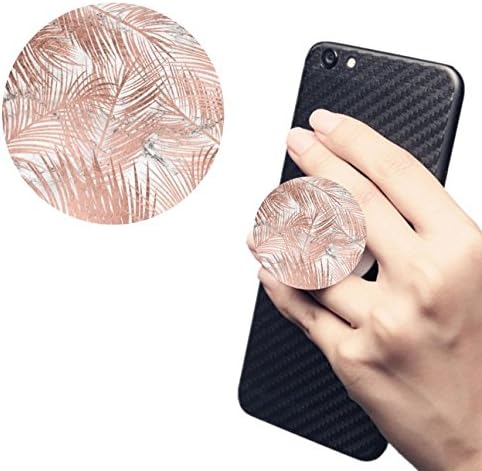 Pop Multi-Function Car Mount Free Clip Cell Phone Holder Expanding Stand Grip Sockets For Smartphones iphone Samsung LG Sony iPad And Tablets White Extensible Finger Holder-Tropical rose gold palm tree leaf marble
