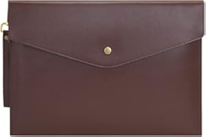 Wonderpool Portadocumenti per buste A4 -Portafoglio multifunzione in vera pelle leggera per organizer per documenti cartacei Custodia per tablet PC (Caffè)