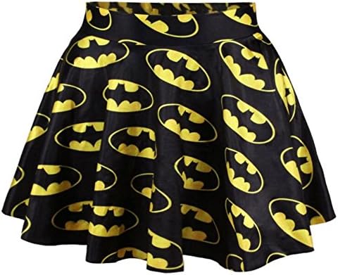 Women Girls Casual High Waist Stretch Waist Flared Pleated Mini Skirt Teeth black
