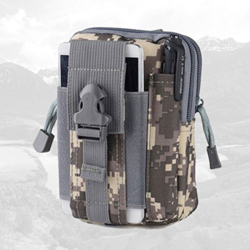 Preisvergleich Produktbild RUHRBASIS Outdoor Hüfttasche / Gürteltasche / Climb Bag / Tasche / Bauchtasche / Handytasche / Waist Bag Wasserfest für Camping / Wandern / Sport / Reise / Klettern / Urlaub sand / grün Camouflage
