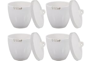 VILLCASE Ceramic Crucible 4Pcs 100Ml Porcelain Lab Crucibles with Lids Small Crucible Bowls for School and Scientific Use