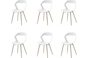 GrandCA HOME Set di 6 Sedie da Pranzo o Sedia da Ufficio con Gambe in Metallo, Sedie da Cucina per Soggiorno, Sala da Pranzo, Sala Riunioni, Bianca