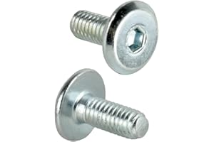 EMOEBELBESCHLAEGE Prima-Online Flachkopfschrauben Möbelschrauben Möbelverbinder Stahl Verzinkt M6 x 16mm Flachkopf Antrieb:Innensechskant SW4 (10 Stück M6 x 16mm)