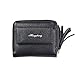 Produktbild Frauen Clutch Piebo Mini Brieftasche Troddel Reißverschluss Damen Kurz Geldbörse PU Leder Geldbeutel Frauen Klein Portemonnaie (Schwarz)