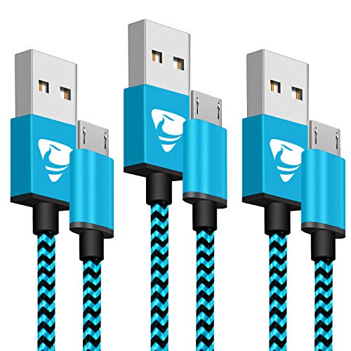 Aione Cavo Micro USB[3 Pezzi, 2m] Cavo Android Nylon Intrecciato Carica Rapida USB Caricatore Compatibile con Samsung A10/S7/S6/S5,Huawei P Smart /P8 P9 P10 Lite,Xiaomi Note 5,Sony,HTC
