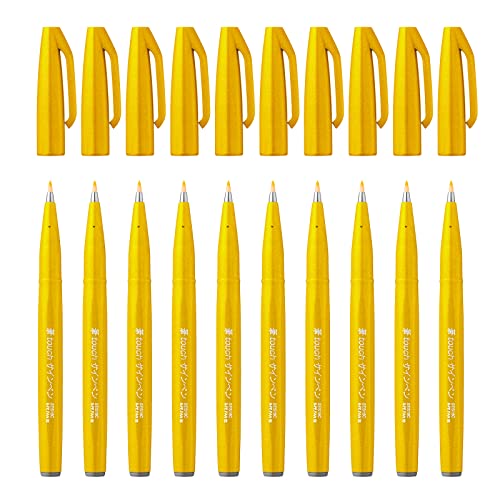 Pentel SES15C-G Lot de 10 Stylos-feutres Jaune