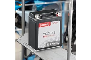 Accurat batterie moto YTX7L-BS AGM 12V 7 Ah 113x70x132 mm – Batterie de Démarrage Haute Performance Sans Entretien, Résistante aux Vibrations, Batterie Quad