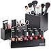 Beautify 3pc Acrylic Cosmetic Organiser Stand Set for Makeup, Accessories & Toiletries - Black