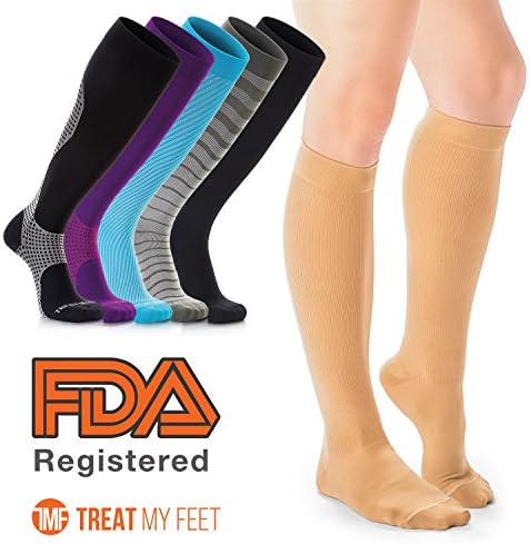 Compression Socks for Men & Women Knee-high compression stockings relieve calf, leg & foot pain - Graduated to boost circulation & reduce edema swelling, FDA, Nurse & Runner Recommended - S, M, L & XL