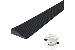 ‎BRIMOREA Gummi Türschwellenrampe Rampe, 5.5x1.6X100CM Bordsteinrampe, PVC Saugroboter Türschwellenrampe, übergangsschienen Selbstklebend Schwellenrampe für Rollstuhl, Kinderwagen, Rollator & e Scooter Schwarz