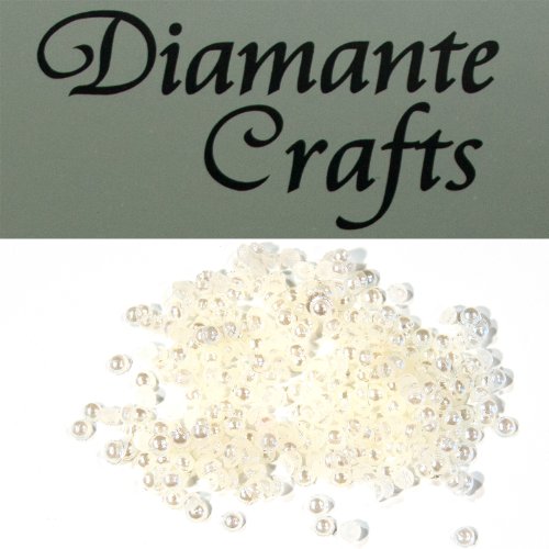 300 x 1mm Ivory Round Pearl Loose Flat Back Rhinestone Nail Body Vajazzle Gems - created exclusively for Diamante Crafts