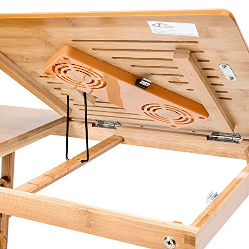 TecTake Laptoptisch mit USB Lüfter Notebooktisch Betttisch faltbar höhenverstellbar aus Bambus 55x35cm - 8