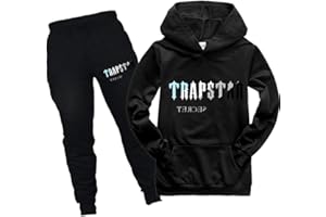 Dinint Enfant Ensemble Survêtement Trapstar Ensemble deux pièces sweat à capuche et pantalon de sport de football pour enfants Unisexe Hoodies Set pour 2-15 Ans