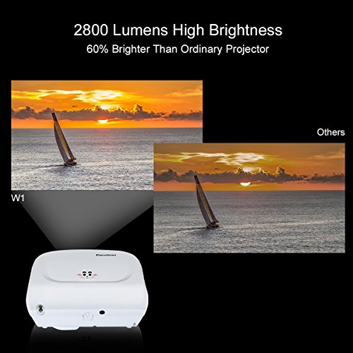 Excelvan W1 High Brightness 2800 Lumens Multimedia Portable LED Video Projector for Home Cinema Theatre Engertainment,Support 1080p DVD PC Smartphone Tablet etc