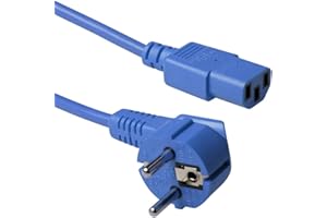 Act Cable de alimentación Act de 0,6 m, Cable C13, Cable de alimentación para PC, CEE 7/7 a C13 de 3 Clavijas - Contacto de Tierra - AK5132 Azul