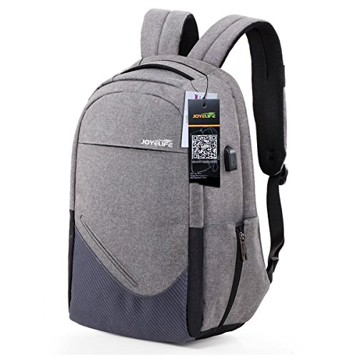 Preisvergleich Produktbild Laptop Rucksack, joyelife Business Diebstahlschutz wasserabweisend Computer Rucksäcke mit USB Lade-Port passt für bis zu 15,6 MacBook und Notebook, grau