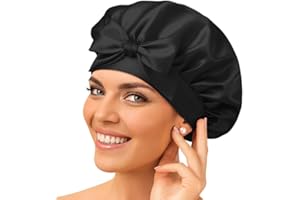 Seidenhaube zum Schlafen – Schlafhaube aus 100% Maulbeerseide, atmungsaktive und anpassbare Schlafmütze, Silk Bonnet, Haarhaube für die Nacht mit elastischem Band