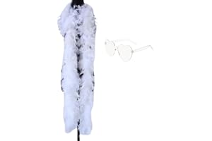 JNGTKL White Feather Boa 2m for Women - Fluffy Bower for Fancy Dress, Crafts, Carnival, Dancing, Wedding, Halloween