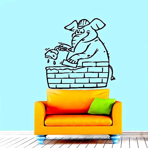 Preisvergleich Produktbild zhuziji Niedlichen Elefanten Cartoon Maurer Vinyl Wandtattoos Bucht Kinder Schlafzimmer Süße Dekor Wandbild Kinderzimmer Wohnheim Dekor GIF 888-1 86x98 cm