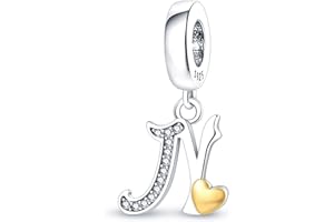 HAPPYSTAR A-Z alfabet charms srebro próby 925, koralik charms dla kobiet, z europejskimi bransoletkami i łańcuszkiem na szyję