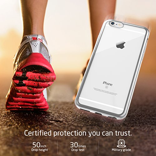 iPhone 6 Case,iPhone 6s Case,Splaks [Moonlight Silver] Extra Shock-Absorb Clear back panel+Silver Metal Plating Frame,Extreme Lightweight Soft Flexible Silicone Rubber Anti-Scratch Protective Case For iPhone 6/6s-Moonlight Silver