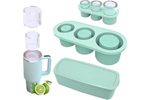 YANGUN Molde de hielo Stanley cup, Traje de hielo de silicona con tapa, 3 moldes de hielo cilíndricos huecos, Bandeja de silicona para cubitos de hielo Stanley Cup para enfriar cócteles, whisky, café