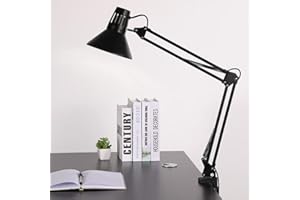 ANMECS 60W Lampada da Scrivania LED E27 Vintage lampada da tavolo con braccio snodato in metallo Lampada Pieghevole USB per architetti lavoro di lettura in ufficio a casa LAMPADA NON INCLUSA (NERO)…