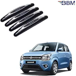 BBM Compact Stylish Plastic Chrome Finish Universal Car Door Guard for Maruti Suzuki Wagon R 2019 2020 2021 (Pack of 4) (Black)