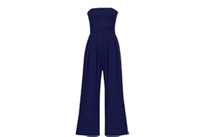 AGUCEG Damen Sommer Jumpsuit Ärmellos Rückenfrei Weites Bein Lang Elegant Overall Romper Mit Taschen Casual