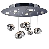 Die 70cm große Metallplatte, ebenfalls in Chrom gehalten, beinhaltet die Montageplatte sowie die fünf GU10 Fassungen für max. je 50W.