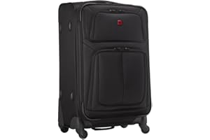 WENGER Sion Medium Weichschalenkoffer mit 4 Rollen, Trolley, Mittelgroß, 72 (82) l, Erweiterbar, Damen Herren, Reisen Urlaub, Schwarz, 653586