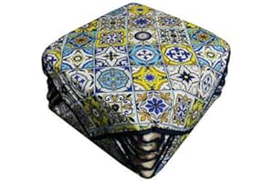 Russo Tessuti 6 Cuscini Sedie Cucina Coprisedia Imbottiti Vietri con Alette Giallo Blu Grigio-Blu