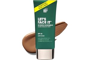 Shakeup Cosmetics Hydratant Teinté Homme, Maquillage Végan pour Hommes, Couvrance Naturelle contre Rougeurs & Imperfections, Hydratation 24h avec SPF, Teinte Dark, 50 ml. Aka. LET’S FACE IT