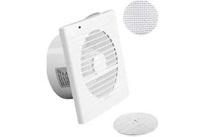 IN-OV_100mm Ventilateur Extracteur d'Air + Clapet Anti-Retour + Moustiquaire Intégré, 14W-80m3/h, Salle de Bain, Cuisine, Bureau, WC, VMC, Garantie 2 ANS