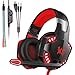 Price comparison product image Mengshen Gaming Headset - With Mic, Volume Control and Cool LED Lights - Compatible with PC, Laptop, Smartphone, PS4 and Xbox One Controller, G2000 Red